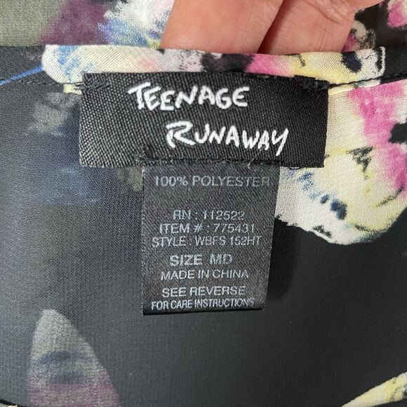 Black Sheer Butterfly Fairy Grunge Whimsigoth Flowy Oversize High Low Top Medium - Picture 8 of 9